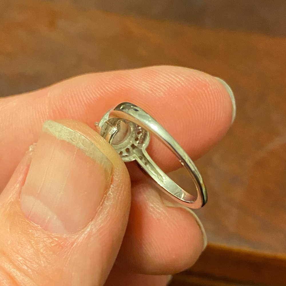 Silver ring with CZs and faux opal. - Picture 7 of 15